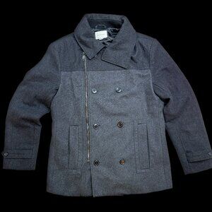 Jack & Jones Wool Blend Peacoat Gray Double Breasted Jacket Mens M
